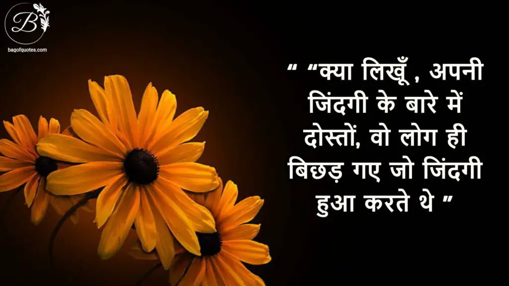 first love sad quotes in hindi, क्या लिखूँ , अपनी जिंदगी के बारे में दोस्तों वो लोग ही बिछड़ गए जो जिंदगी हुआ करते थे